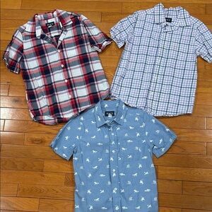 Children’s Place-set of 3, Boys,Casual Button Down Shirts - Red, Blue,  size 7/8